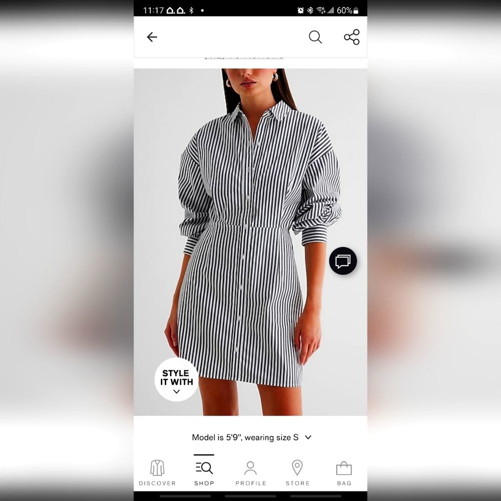 Express Women's striped Button Front Boyfriend Portofino Shirt Dress Size Medium